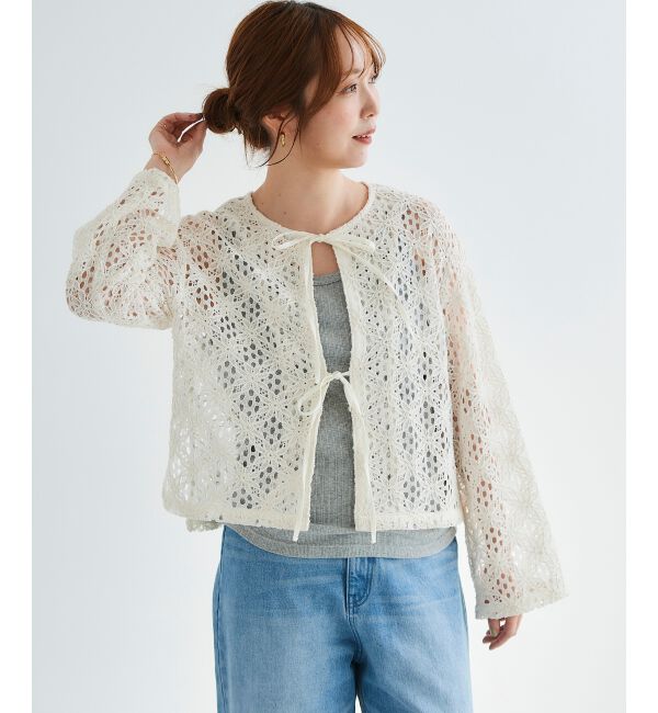 le.coeur blanc「《WEB限定アイテム》コードレースフロントリボンブラウス」|シャツ・ブラウス|オフ