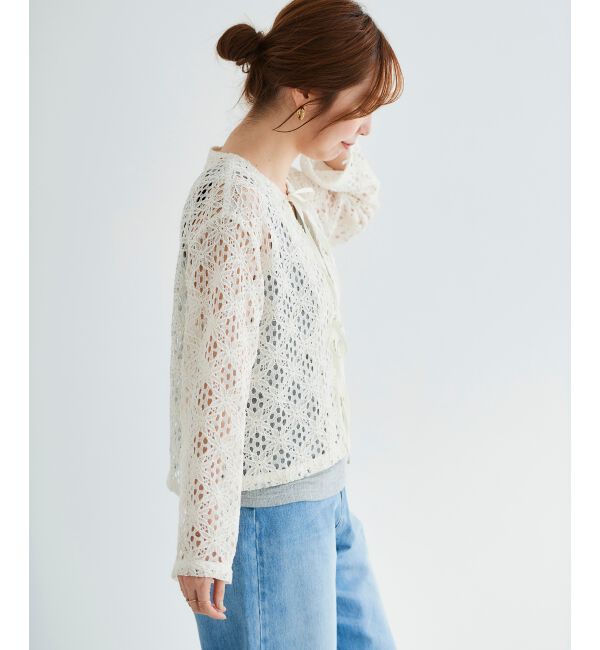 le.coeur blanc「《WEB限定アイテム》コードレースフロントリボンブラウス」|シャツ・ブラウス|