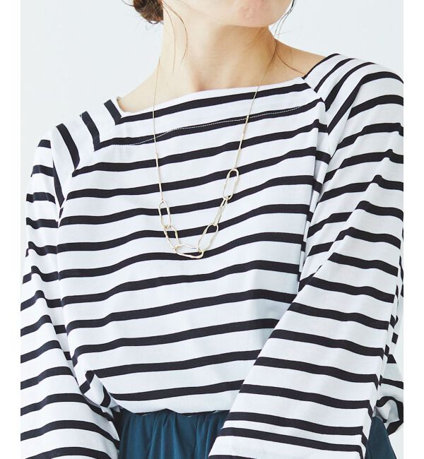 le.coeur blanc「《手洗い可能》ボーダースクエアネックワイドスリーブプルオーバー」|プルオーバー|