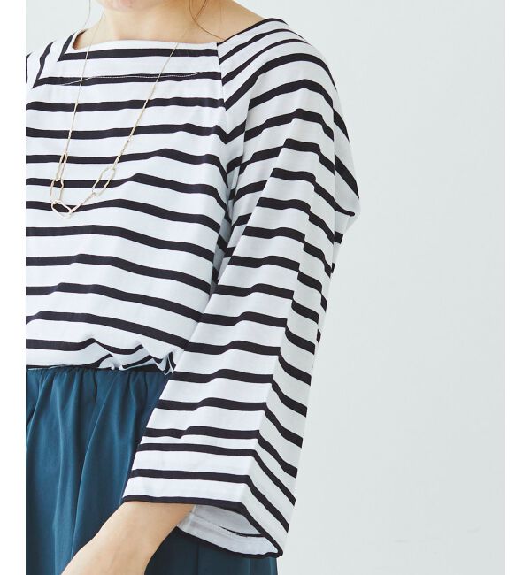 le.coeur blanc「《手洗い可能》ボーダースクエアネックワイドスリーブプルオーバー」|プルオーバー|