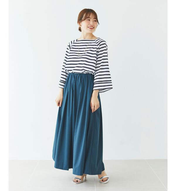 le.coeur blanc「《手洗い可能》ボーダースクエアネックワイドスリーブプルオーバー」|プルオーバー|