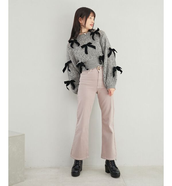 MAJESTICLEGON「美脚フレアデニムパンツ」|デニム|