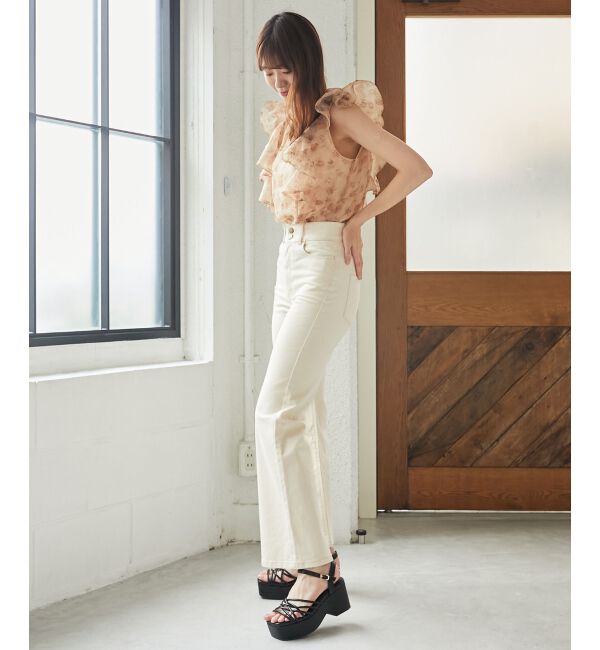 MAJESTICLEGON「美脚フレアデニムパンツ」|デニム|