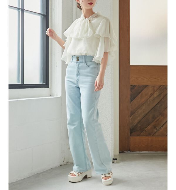 MAJESTICLEGON「美脚フレアデニムパンツ」|デニム|