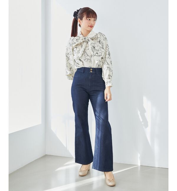 MAJESTICLEGON「美脚フレアデニムパンツ」|デニム|