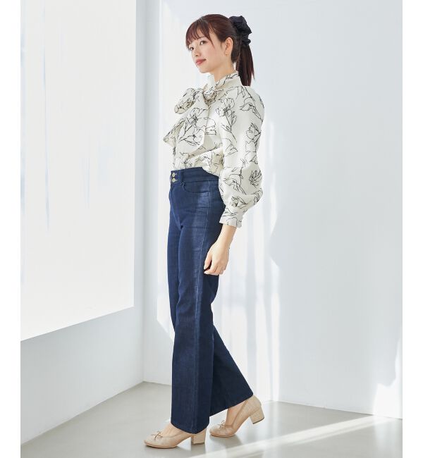 MAJESTICLEGON「美脚フレアデニムパンツ」|デニム|