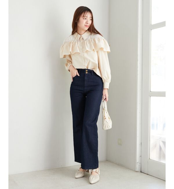MAJESTICLEGON「美脚フレアデニムパンツ」|デニム|