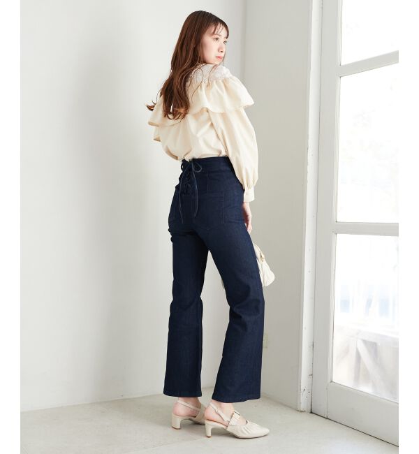 MAJESTICLEGON「美脚フレアデニムパンツ」|デニム|