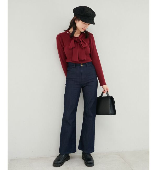 MAJESTICLEGON「美脚フレアデニムパンツ」|デニム|