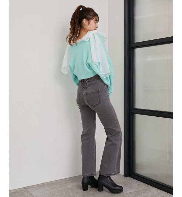 MAJESTICLEGON「美脚フレアデニムパンツ」|デニム|