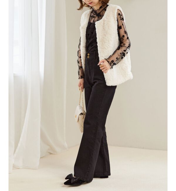 MAJESTICLEGON「美脚フレアデニムパンツ」|デニム|