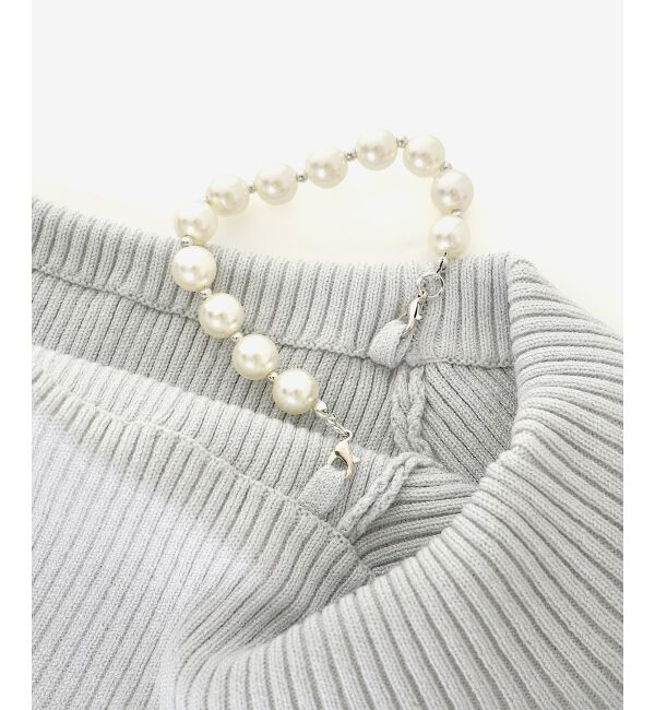  「パールチェーンオフショルフリルニット」|ニット・セーター|