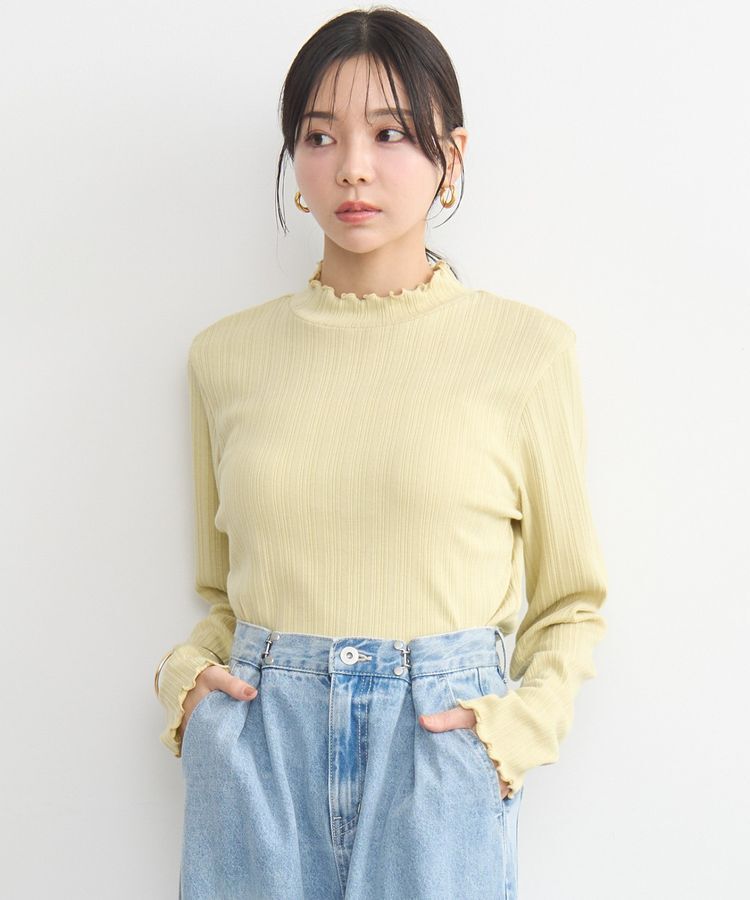 earth music&ecology「ランダムチェーンリブハイネックプルオーバー」|Tシャツ・カットソー|Yellow