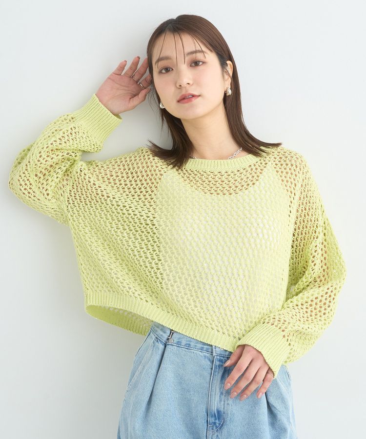 earth music&ecology「スパンコールメッシュニットプルオーバー」|ニット・セーター|