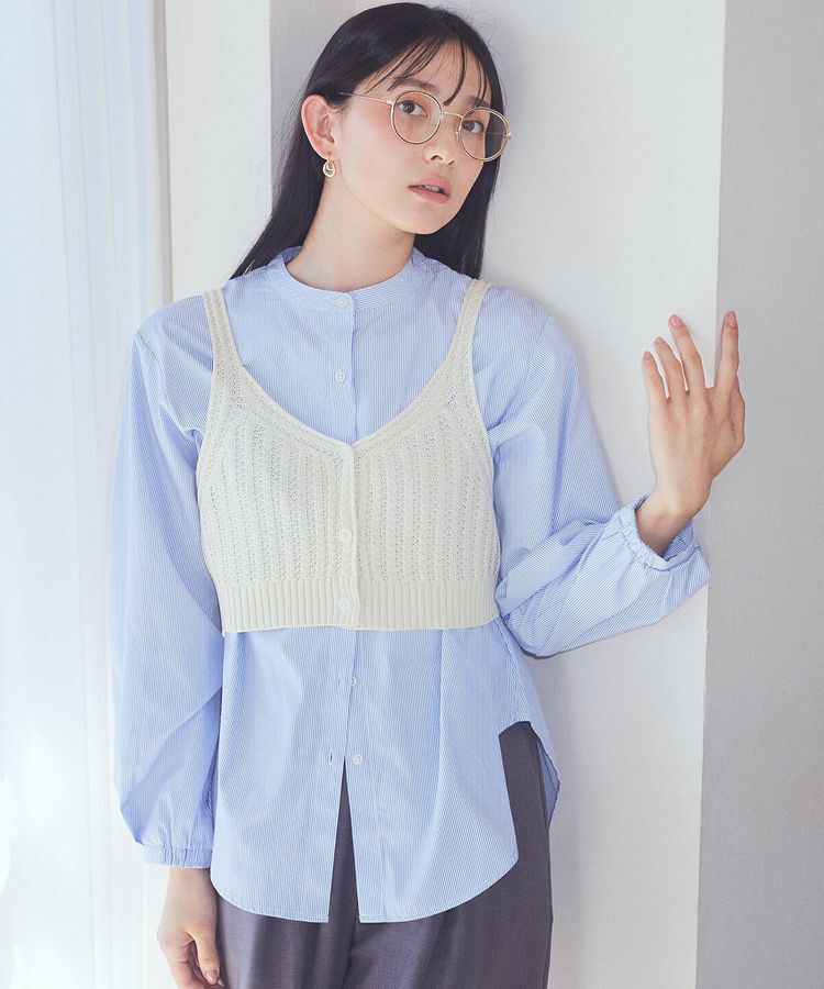 earth music&ecology「SET2点透かしニットビスチェ＋シャツ」|シャツ・ブラウス|