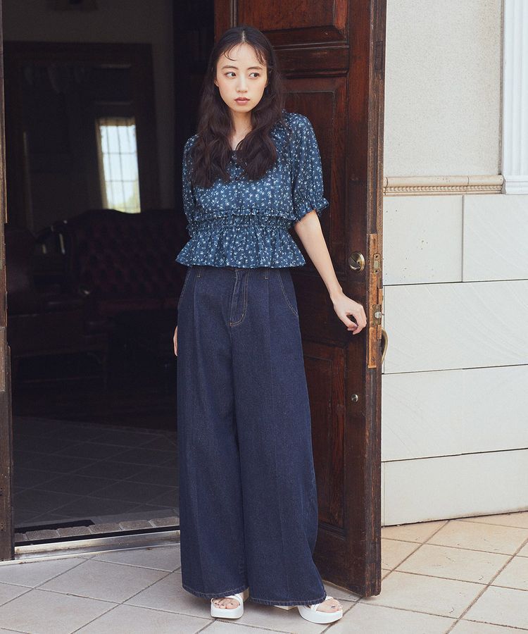 earth music&ecology「ハイウエストデニムパンツ」|デニム|