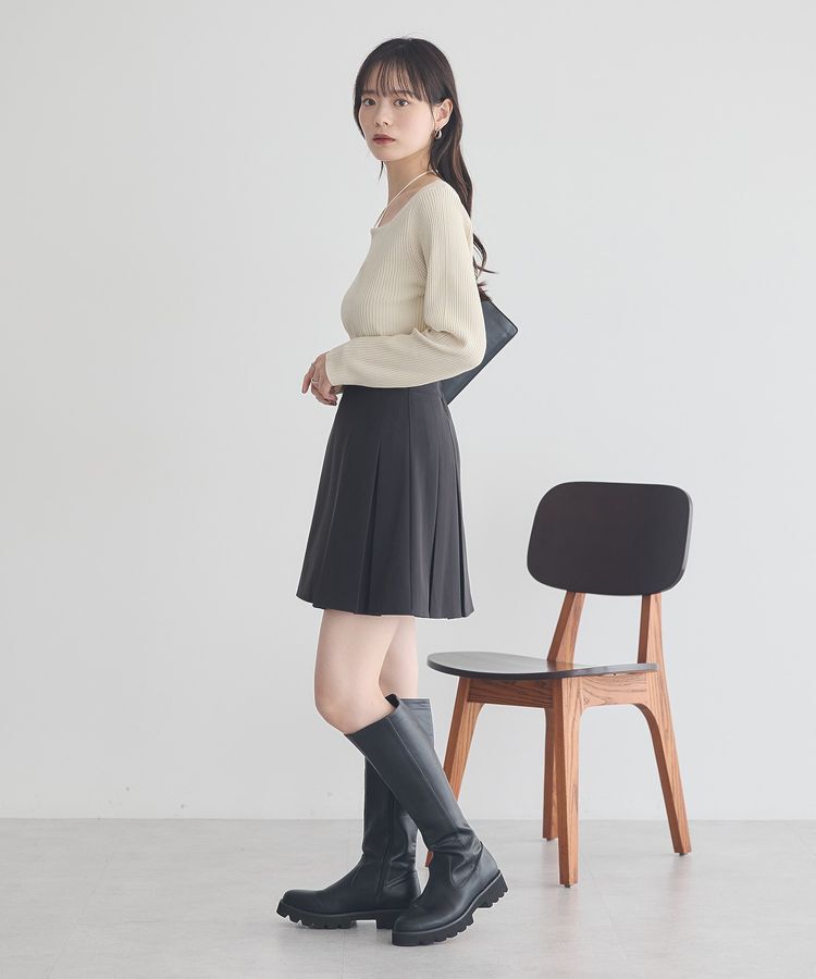 earth music&ecology「スクエアホルターネックリブプルオーバー」|ニット・セーター|