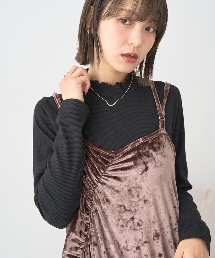 earth music&ecology「ラメテレコハイネックプルオーバー」|Tシャツ・カットソー|Black