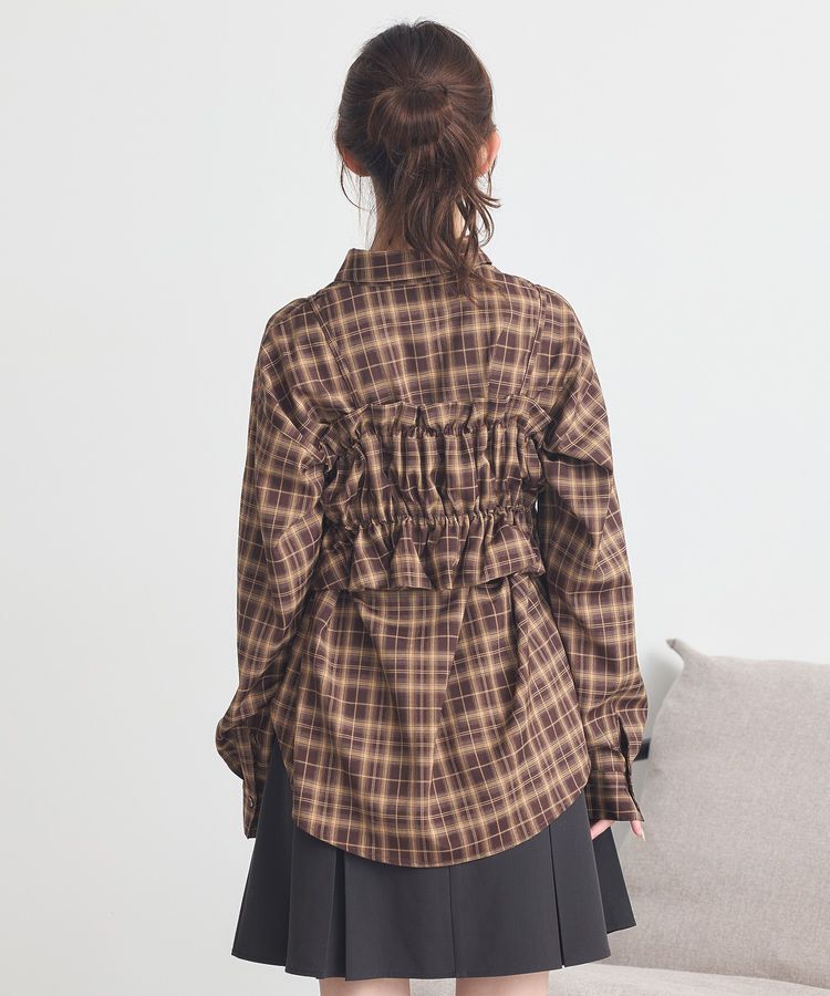 earth music&ecology「SET2点チェック柄シャーリングビスチェ＋シャツ」|シャツ・ブラウス|