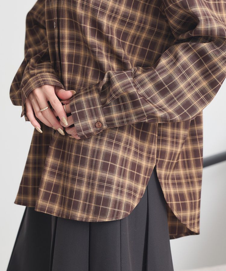 earth music&ecology「SET2点チェック柄シャーリングビスチェ＋シャツ」|シャツ・ブラウス|