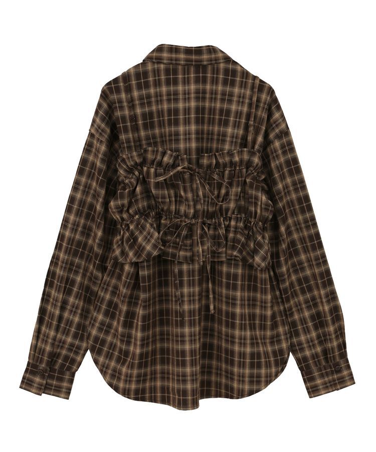 earth music&ecology「SET2点チェック柄シャーリングビスチェ＋シャツ」|シャツ・ブラウス|