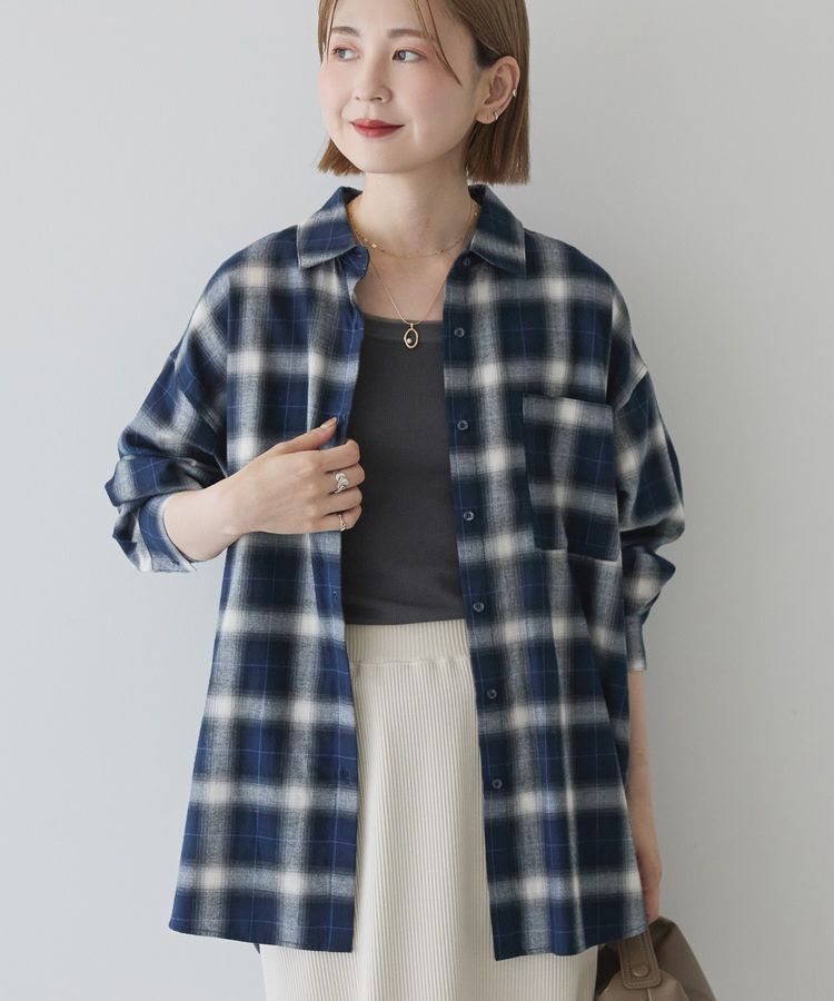 AMERICAN HOLIC「ビエラ起毛チェックシャツ」|シャツ・ブラウス|Navy