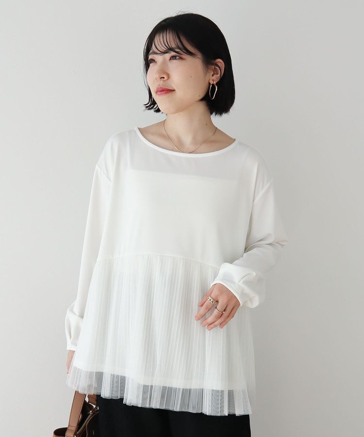 Green Parks「プリーツチュールドッキングプルオーバー」|Tシャツ・カットソー|