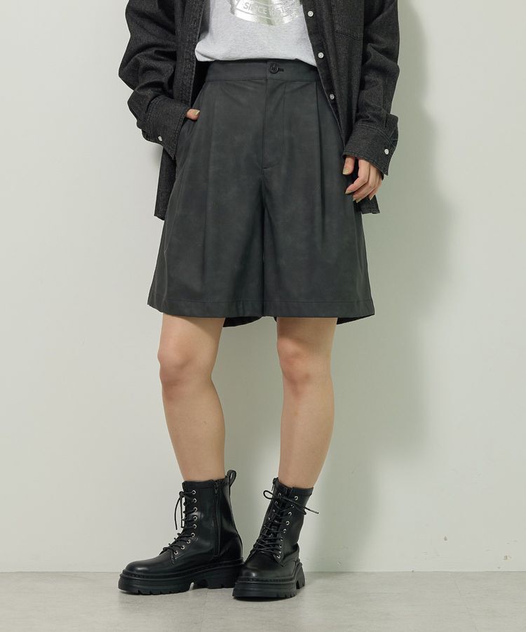 Green Parks「レザーライクショートパンツ」|その他|Black