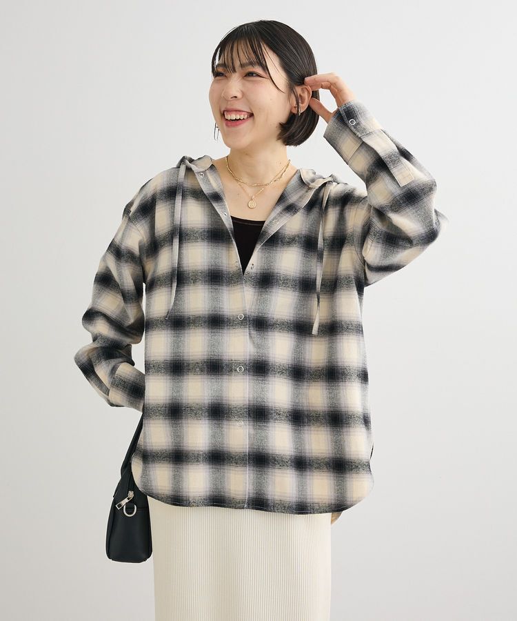 Green Parks「ネルチェックフードシャツ」|シャツ・ブラウス|Ivory