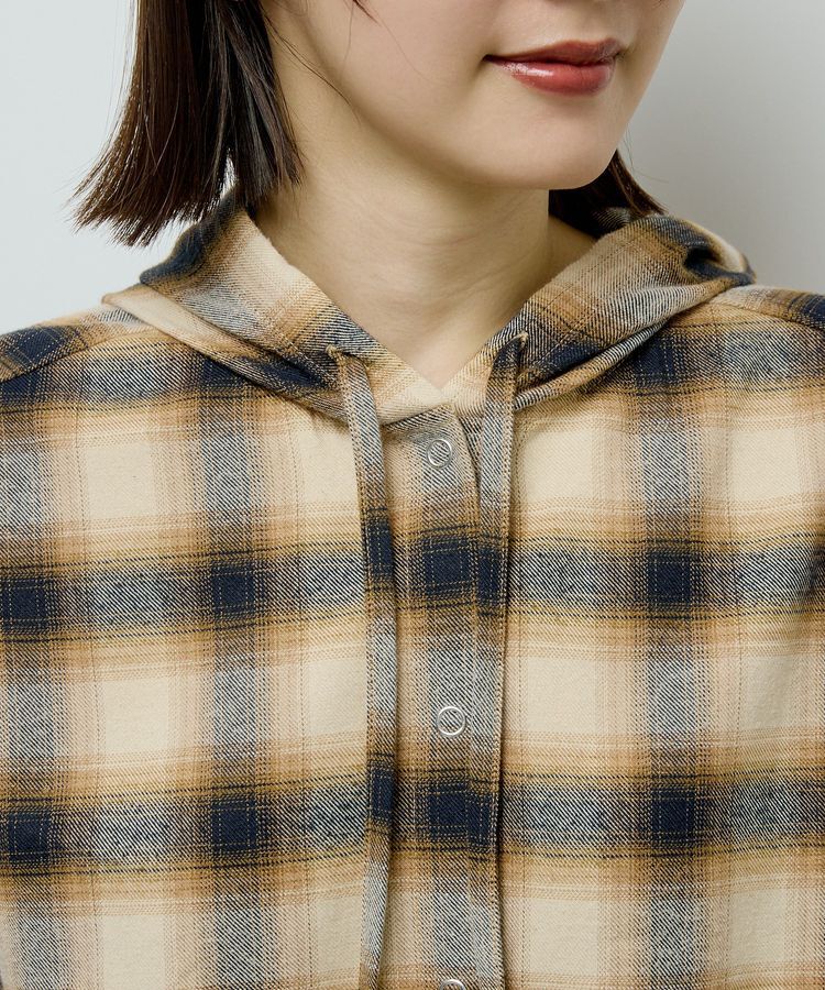 Green Parks「ネルチェックフードシャツ」|シャツ・ブラウス|