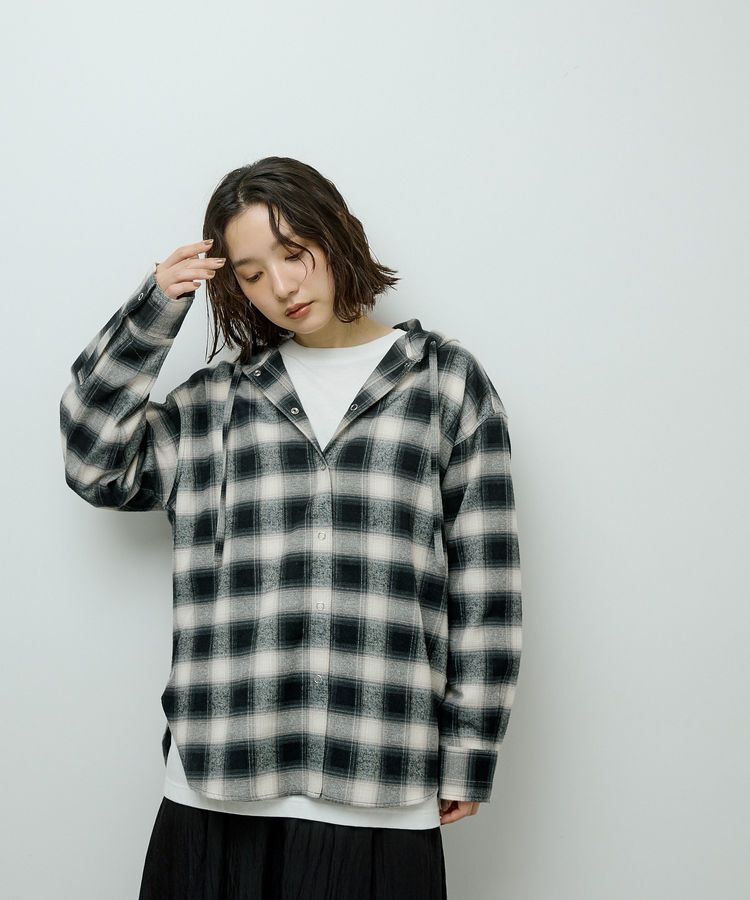 Green Parks「ネルチェックフードシャツ」|シャツ・ブラウス|