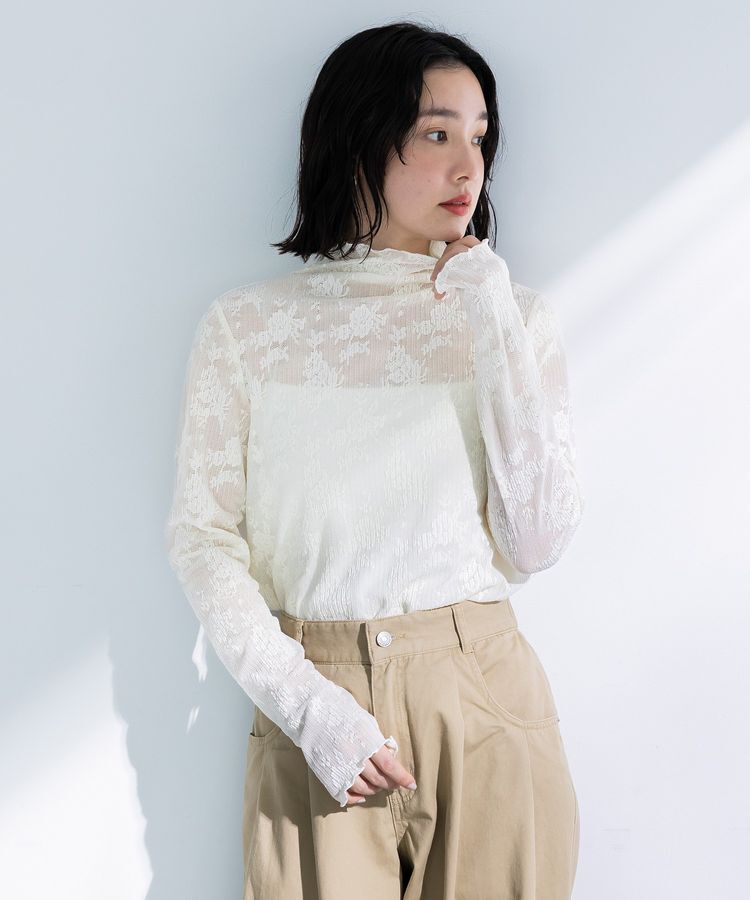 Green Parks「プリーツレースハイネックプルオーバー」|インナー|