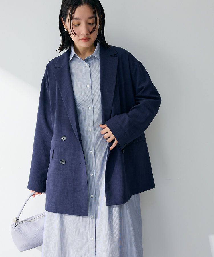 Green Parks「オーバーサイズW釦ライトジャケット」|テーラードジャケット|Navy
