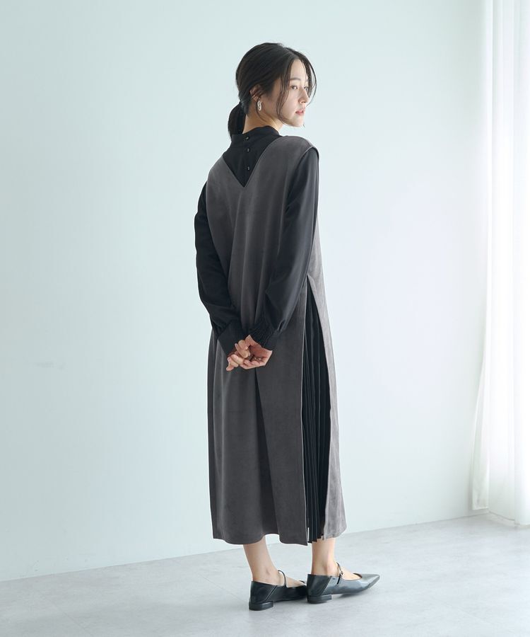 YECCA VECCA「【2点SET】ブラウスセットプリーツMIXジャンスカ」|ジャンパースカート|