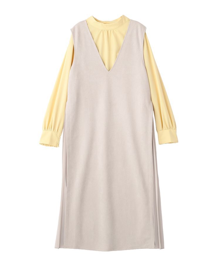 YECCA VECCA「【2点SET】ブラウスセットプリーツMIXジャンスカ」|ジャンパースカート|