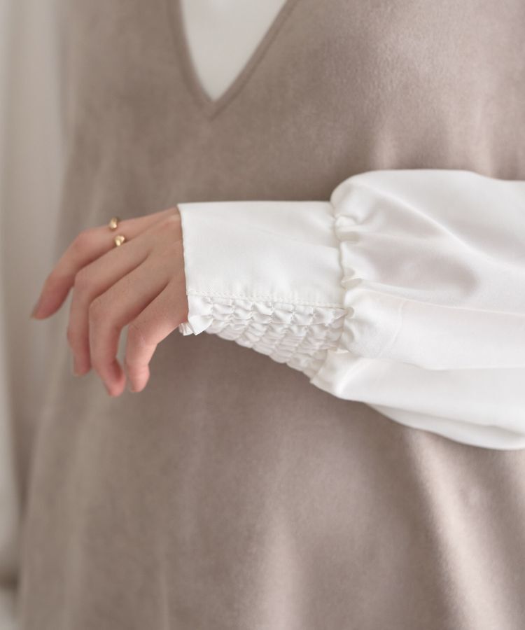 YECCA VECCA「【2点SET】ブラウスセットプリーツMIXジャンスカ」|ジャンパースカート|