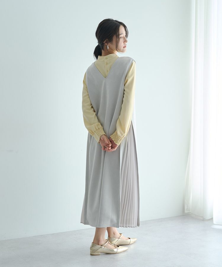 YECCA VECCA「【2点SET】ブラウスセットプリーツMIXジャンスカ」|ジャンパースカート|