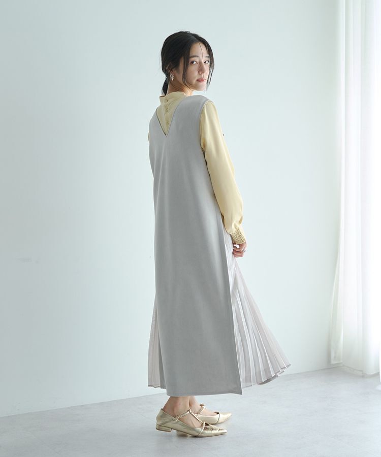 YECCA VECCA「【2点SET】ブラウスセットプリーツMIXジャンスカ」|ジャンパースカート|