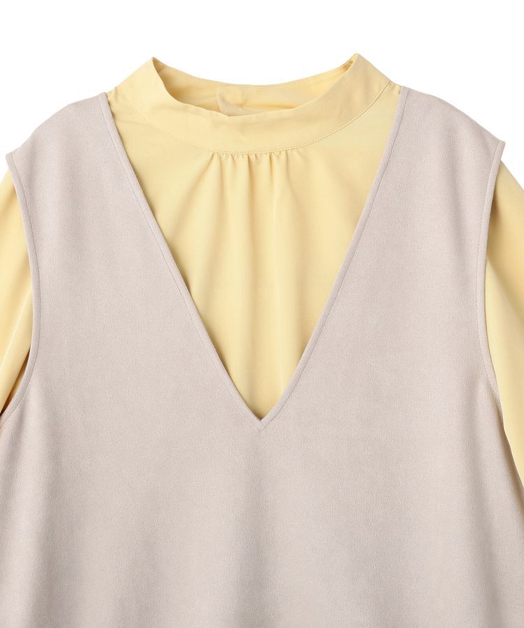 YECCA VECCA「【2点SET】ブラウスセットプリーツMIXジャンスカ」|ジャンパースカート|