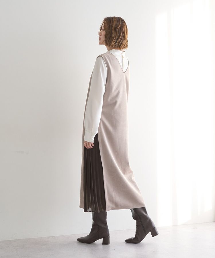 YECCA VECCA「【2点SET】ブラウスセットプリーツMIXジャンスカ」|ジャンパースカート|