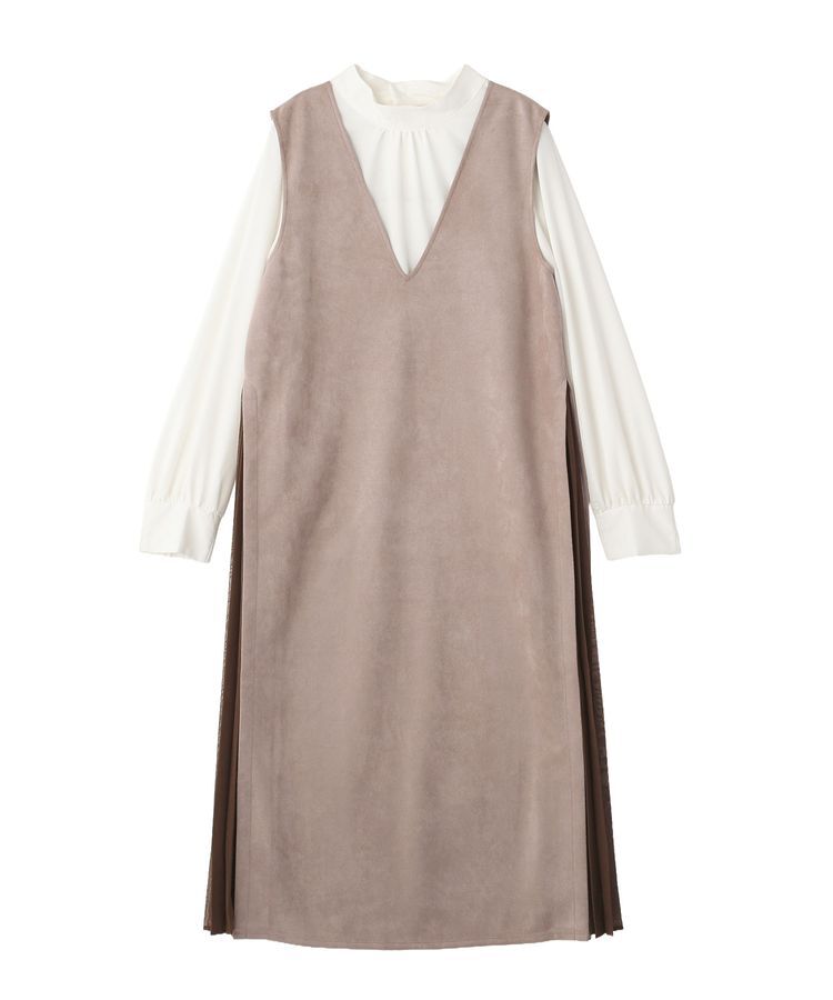 YECCA VECCA「【2点SET】ブラウスセットプリーツMIXジャンスカ」|ジャンパースカート|