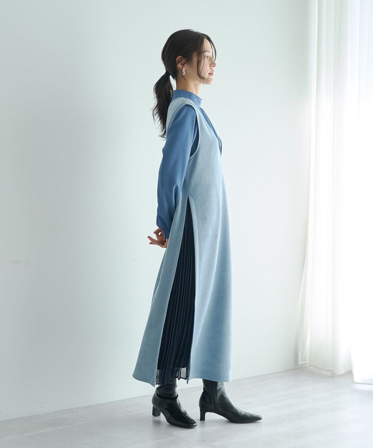 YECCA VECCA「【2点SET】ブラウスセットプリーツMIXジャンスカ」|ジャンパースカート|