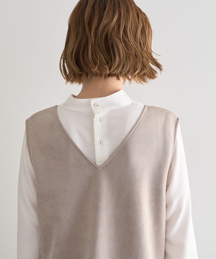 YECCA VECCA「【2点SET】ブラウスセットプリーツMIXジャンスカ」|ジャンパースカート|