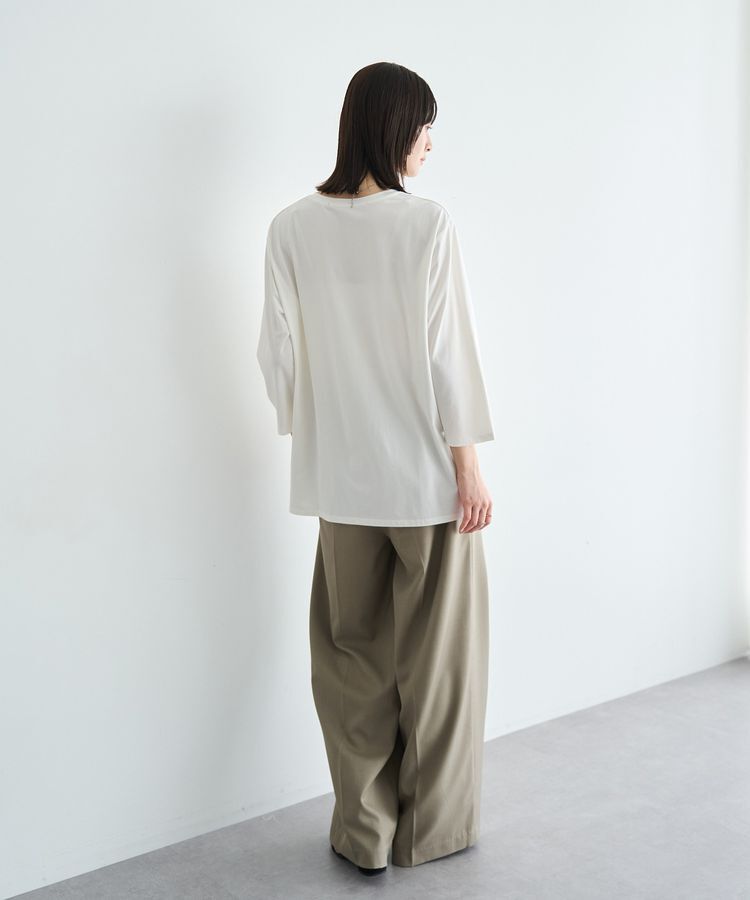 YECCA VECCA「ラウンドヘム7分袖ロゴTee」|Tシャツ・カットソー|