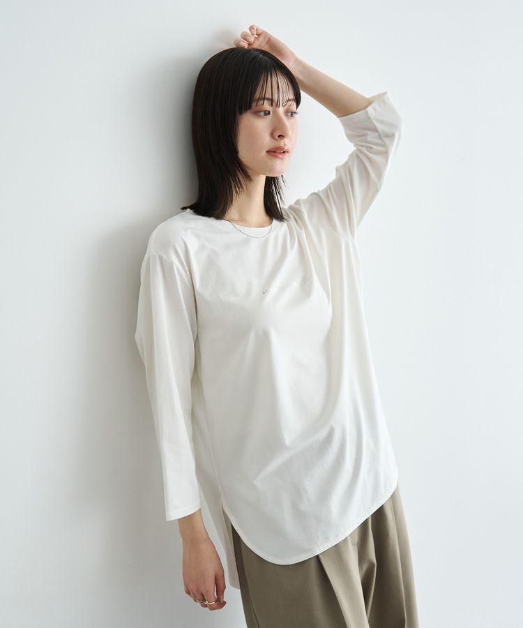 YECCA VECCA「ラウンドヘム7分袖ロゴTee」|Tシャツ・カットソー|Silver