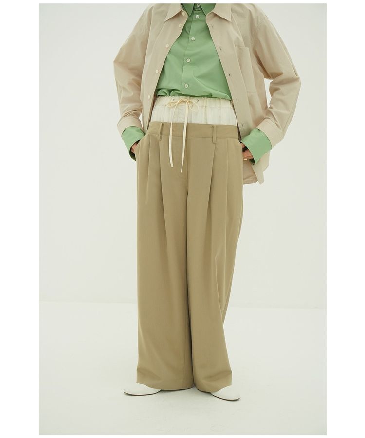 GARAGE OF GOOD CLOTHING「【CLANE】W WAIST WIDE SLACKS」|その他|Beige