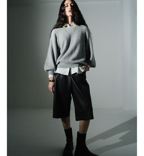 allureville「フェイクレザーバミューダパンツ」|その他|ブラック