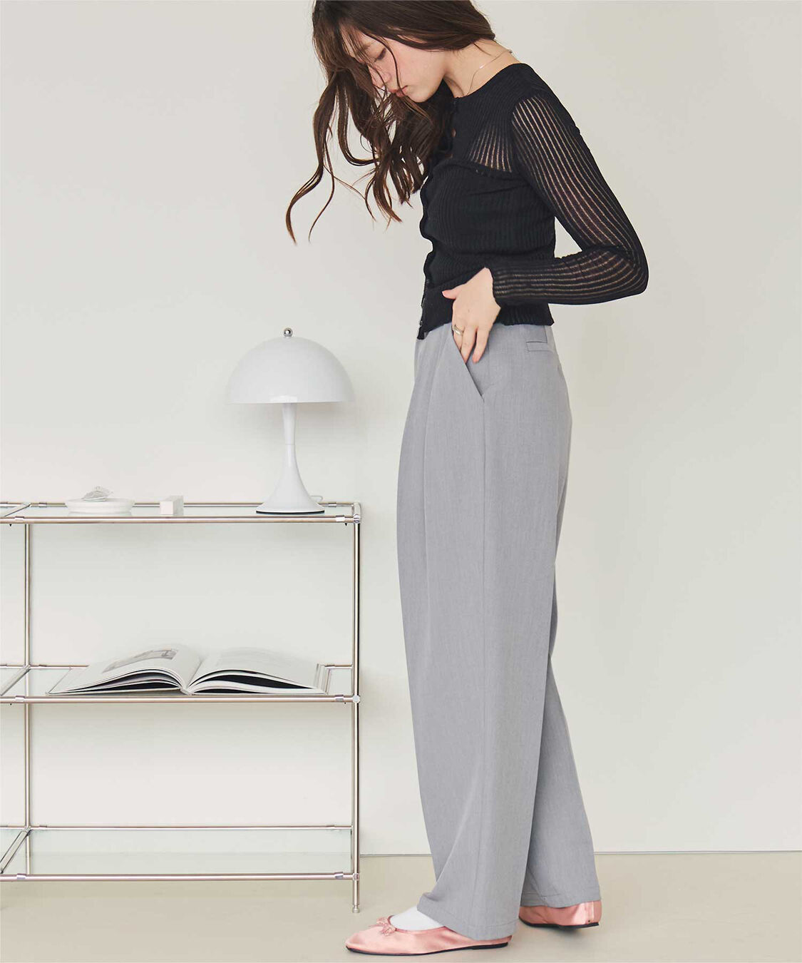 titivate「前後2wayウォッシャブルリブシアーニットカーディガン」|カーディガン|