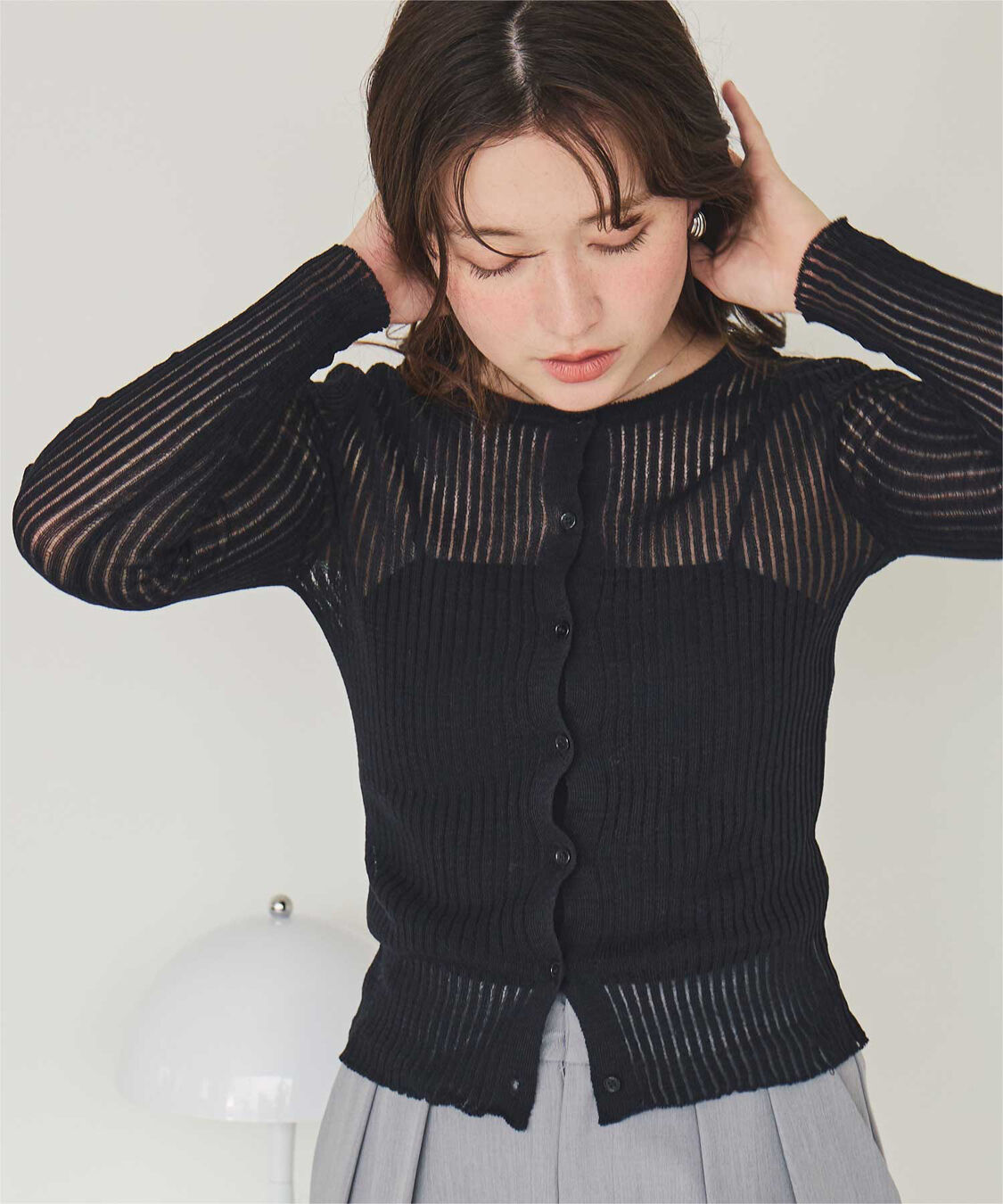 titivate「前後2wayウォッシャブルリブシアーニットカーディガン」|カーディガン|