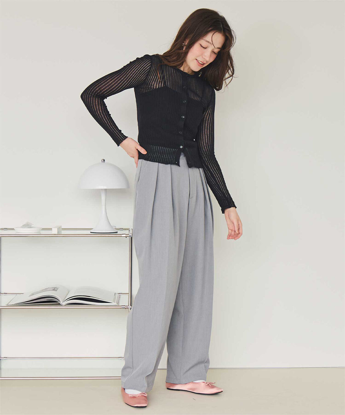 titivate「前後2wayウォッシャブルリブシアーニットカーディガン」|カーディガン|